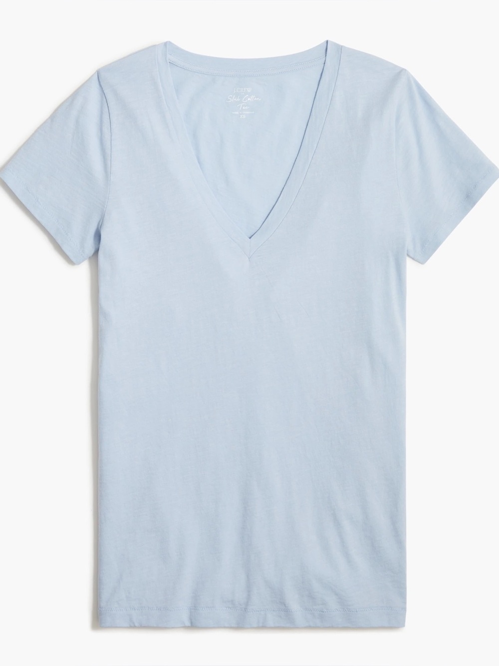 NWT J.Crew Factory Slub Cotton V-Neck Tee Light Blue Short Sleeve Women’s 3X